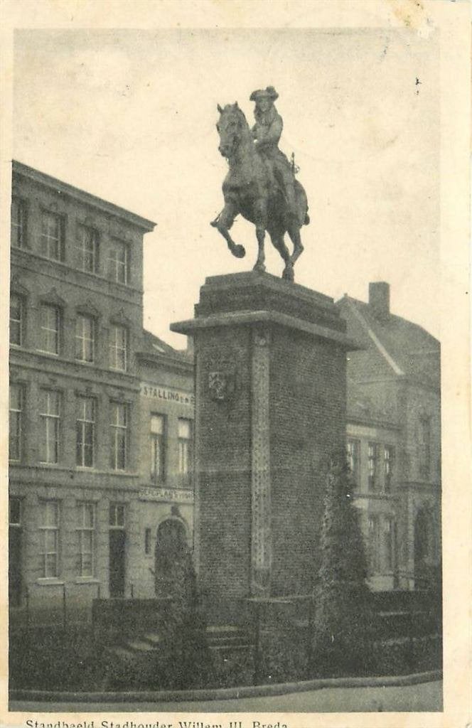 388-472-007 Breda Standbeeld Stadhouder Willem III, Verzamelen, Verzenden, Voor 1920, Noord-Brabant