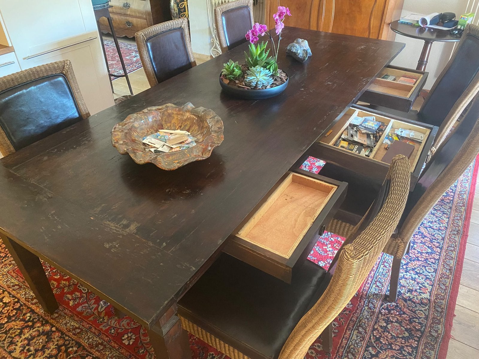 Kloostertafel Eetkamertafel traditionele hout izgs keuken, Ophalen of Verzenden, Gebruikt, Vintage, 6 tot 8 stoelen