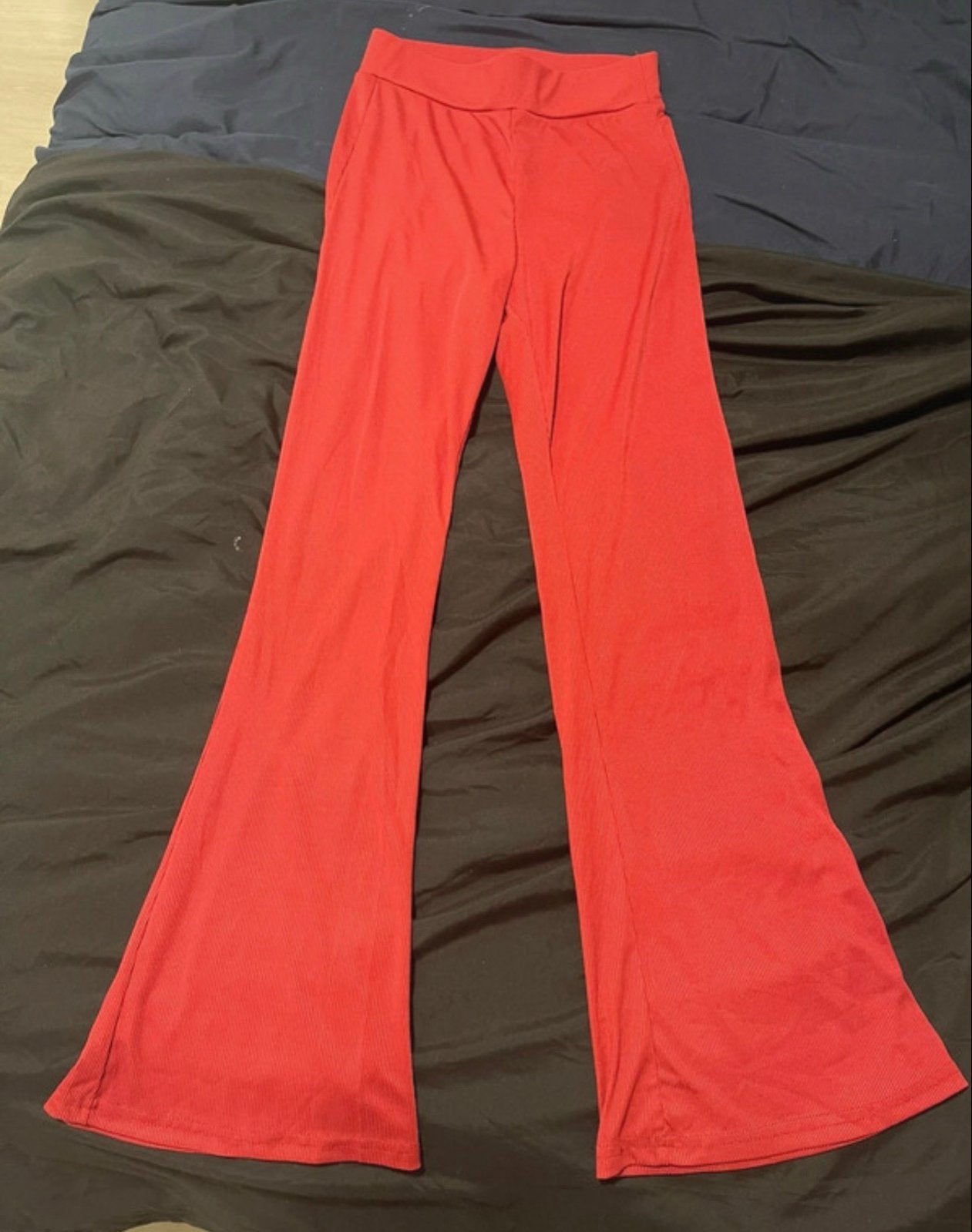 Rode flared broek - Maat S, Verzenden, Maat 36 (S), Lang, Gedragen