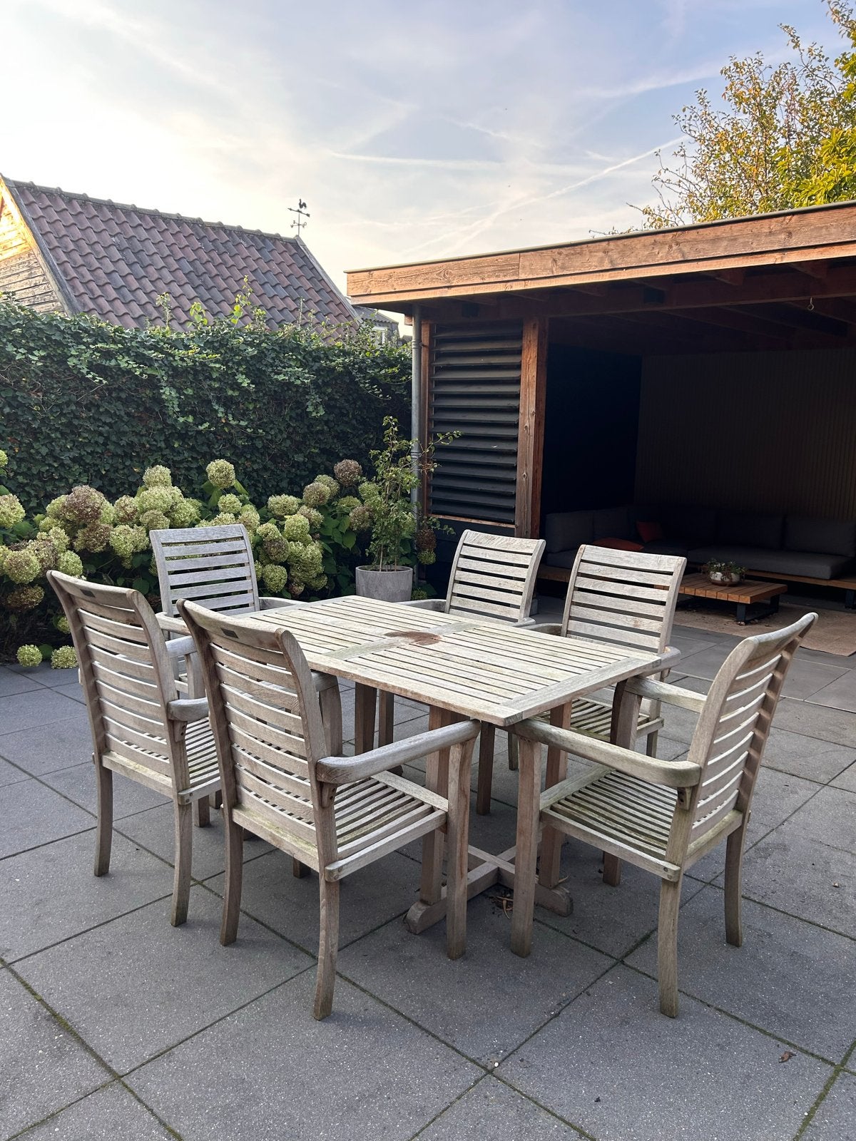 Teakhouten tuinset met 6 stoelen - Gebruikt