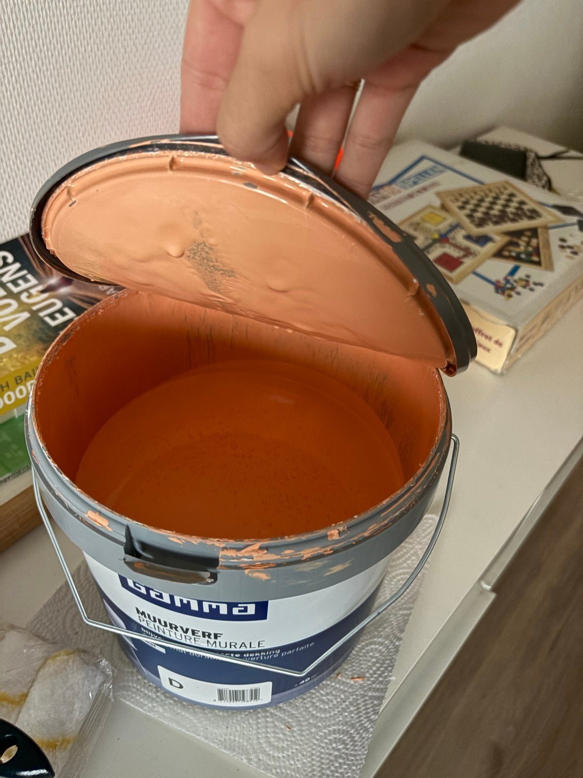 3 Liter GAMMA Muurverf - Perzik / roze kleurig, Doe-het-zelf en Verbouw, Ophalen, Zo goed als nieuw, Overige typen