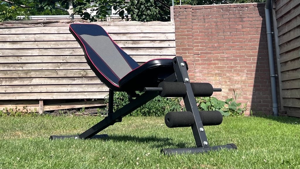 fitness bank met gewichten, Sport en Fitness, Ophalen, Zo goed als nieuw, Buik, Fitnessbank
