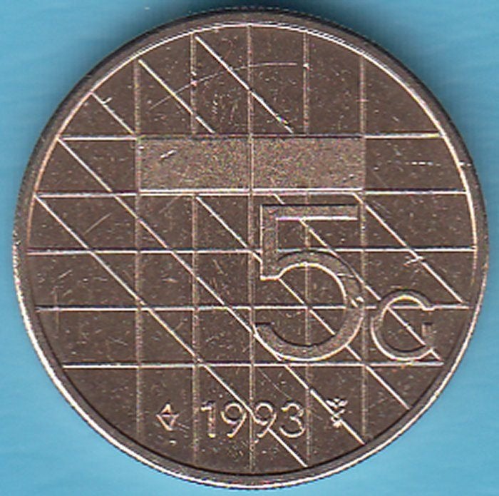 Nederland Vijfje (5 gulden) 1993 UNC in munthouder, Postzegels en Munten, Munten | Nederland, Ophalen of Verzenden, Koningin Beatrix