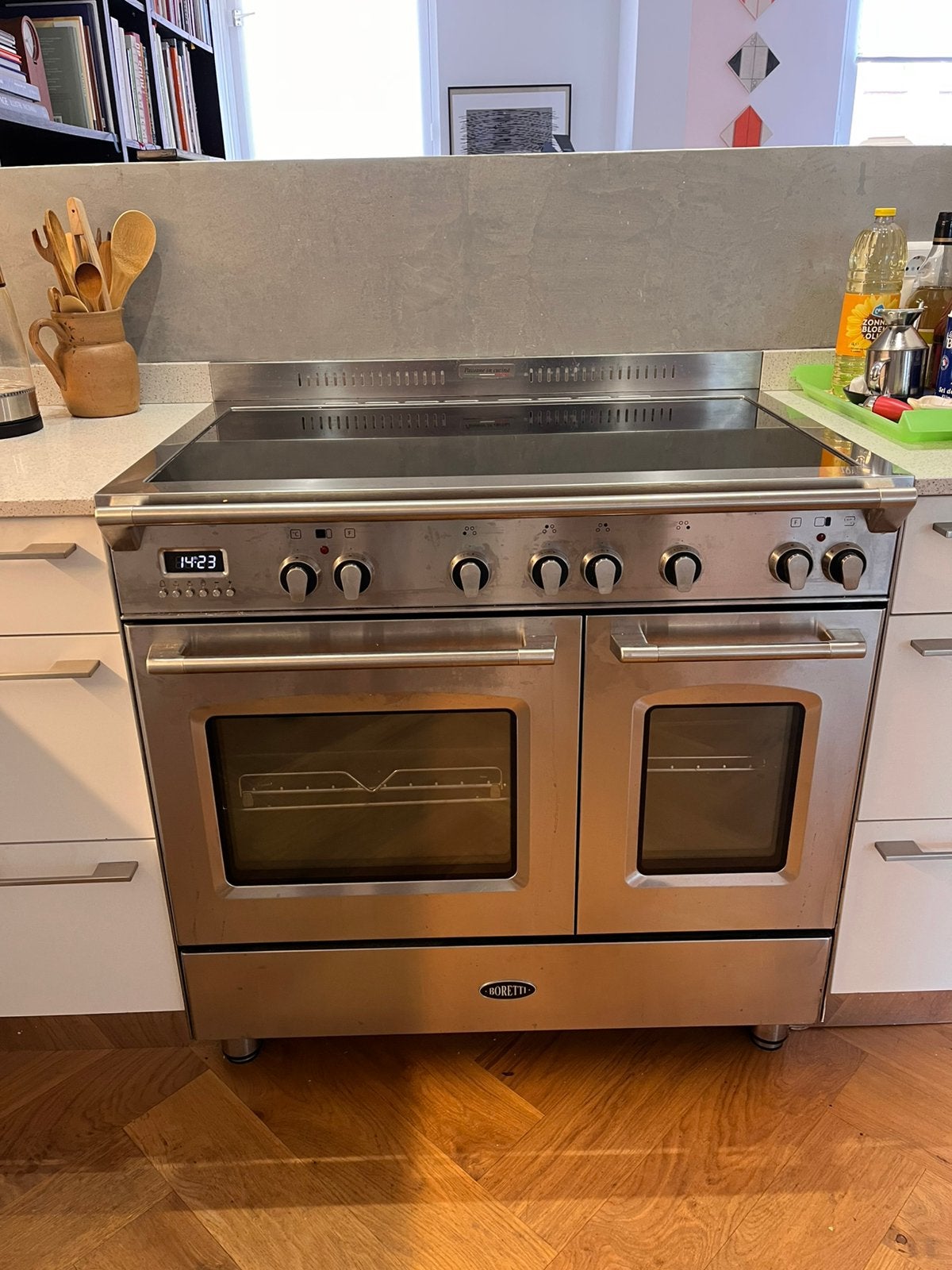 Boretti fornuis inductie met dubbele oven, Ophalen, Gebruikt, 60 cm of meer, Grill