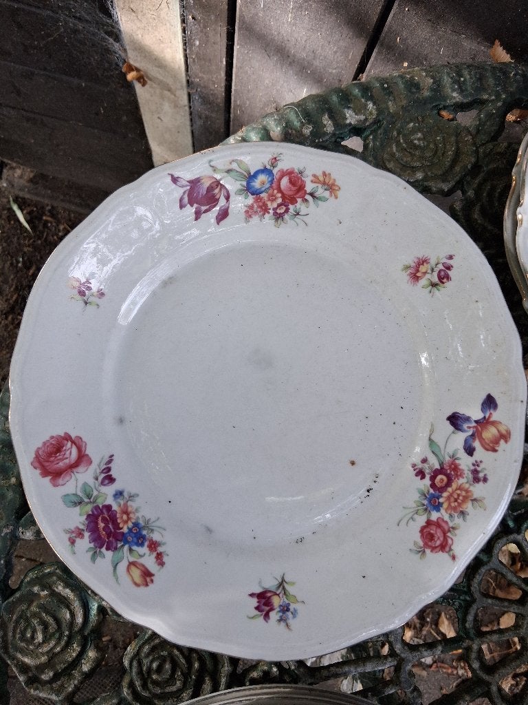 2 x Dinerbord Mitterteich Bavaria bloemboeketten / roze roos, Antiek en Kunst, Ophalen of Verzenden