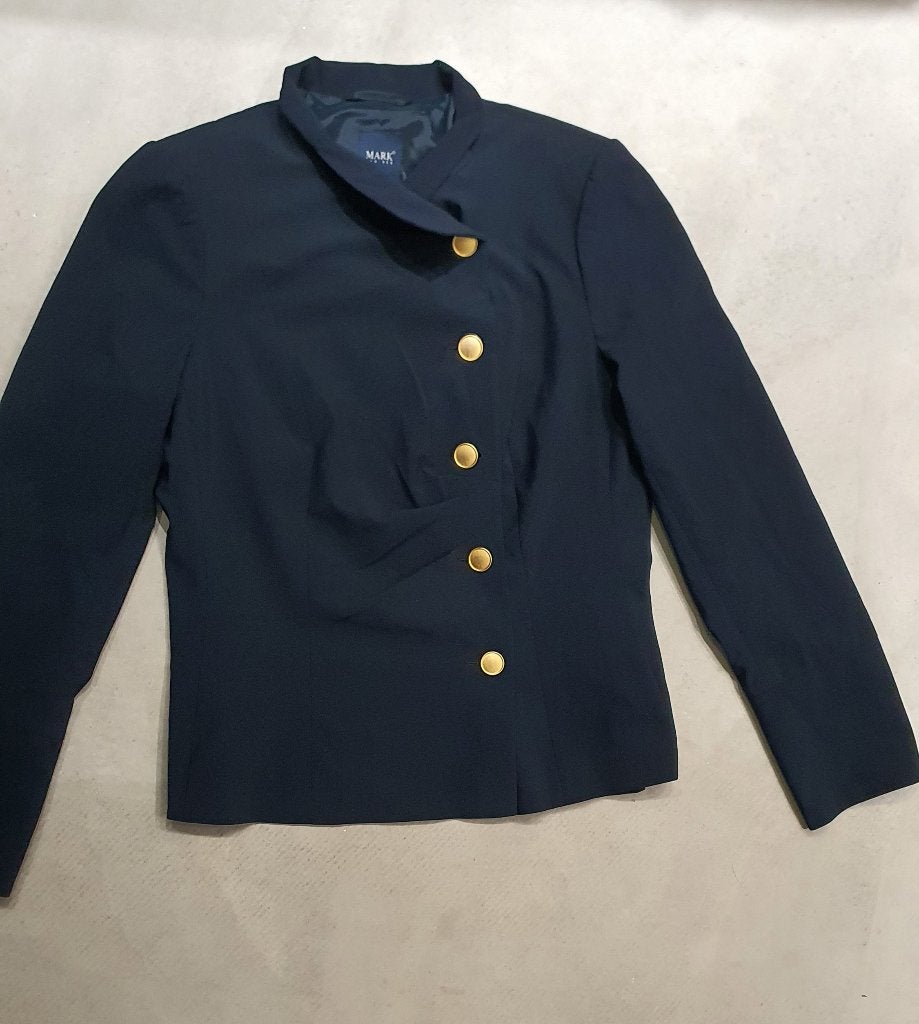 Van der Mark Navy Blazer – Military Chic Gold Buttons 42, Ophalen of Verzenden, Zo goed als nieuw, Maat 42/44 (L), Blauw