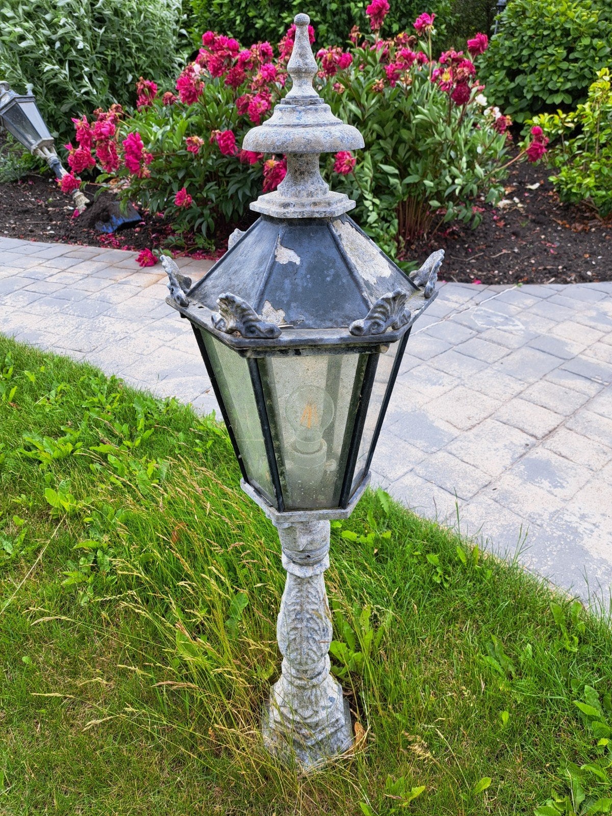 17 Opknappers lantaarnpaal voor buiten, Tuin en Terras, Buitenverlichting, Gebruikt, Staande lamp, IJzer, Netvoeding, Ophalen