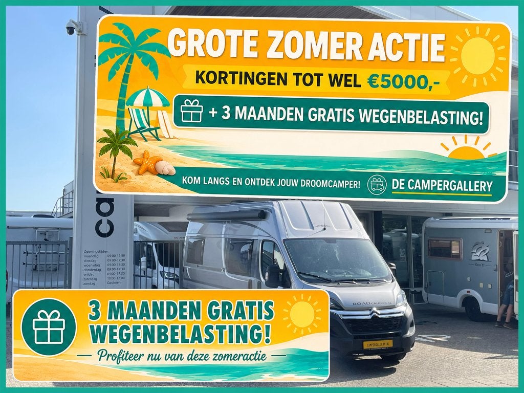 Pössl Roadcruiser XL ENKELE BEDDEN VERHOOGD TREKHAA, Caravans en Kamperen, Campers, Pössl, 6 tot 7 meter, Bedrijf, Overige merken
