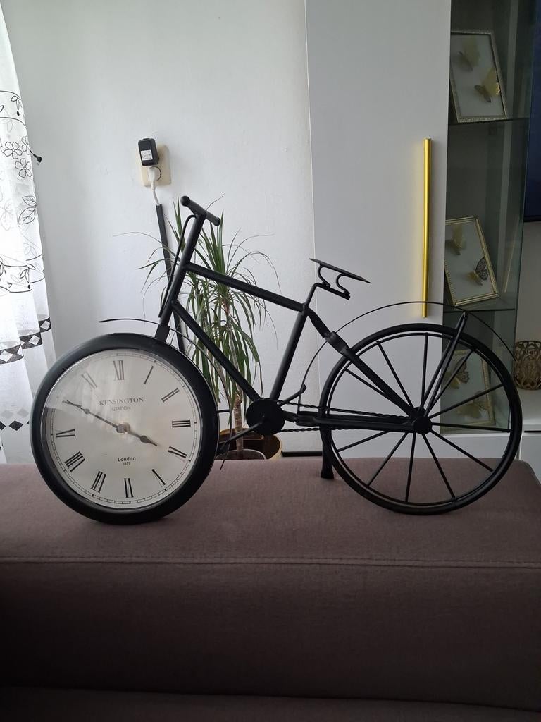 Unieke Fietsklok - Kensington London Design, Ophalen of Verzenden, Zo goed als nieuw, Analoog, Wekker of Tafelklok