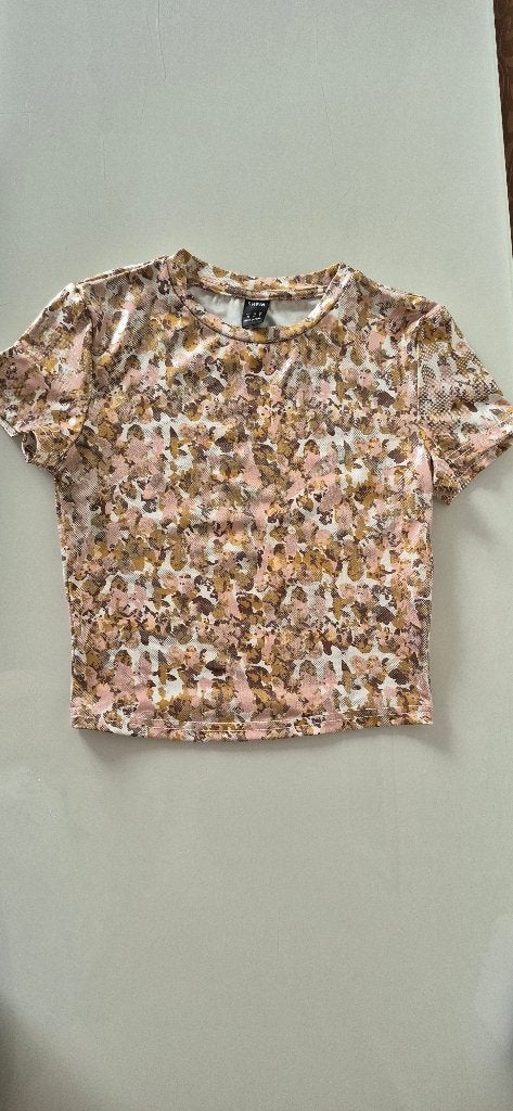 Glanzend roze bruin pantertopje maat XS Shein NIEUW!, Bruin, Nieuw, Ophalen of Verzenden, Korte mouw