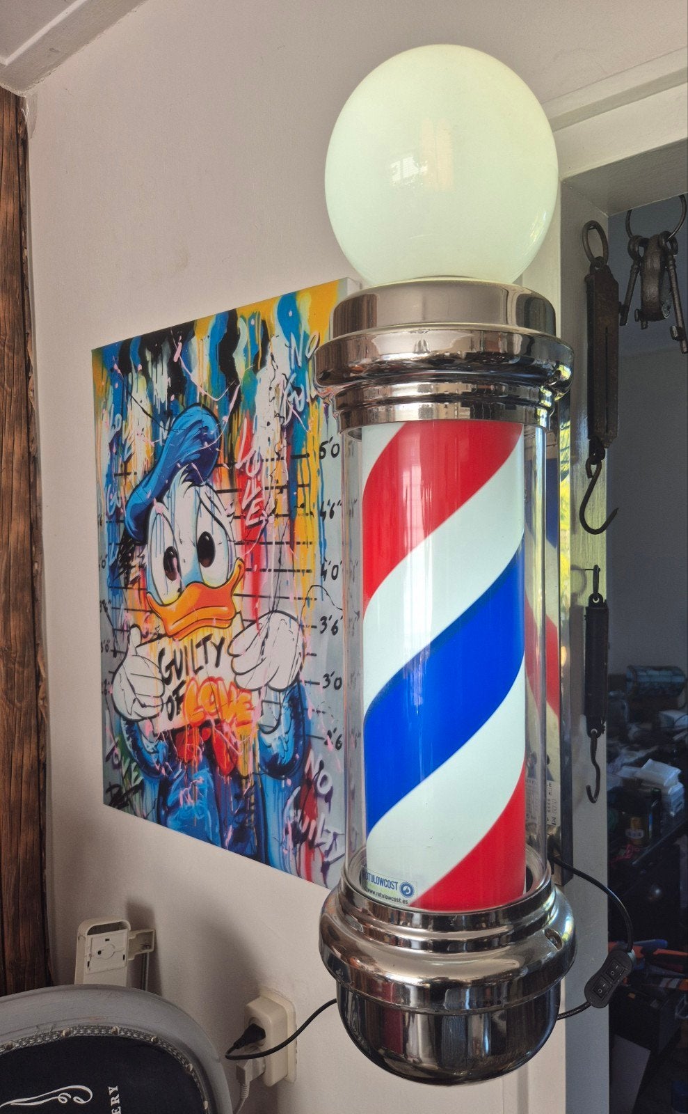 Barberpole - Klassieke Kapperspaal met Verlichting, Ophalen of Verzenden