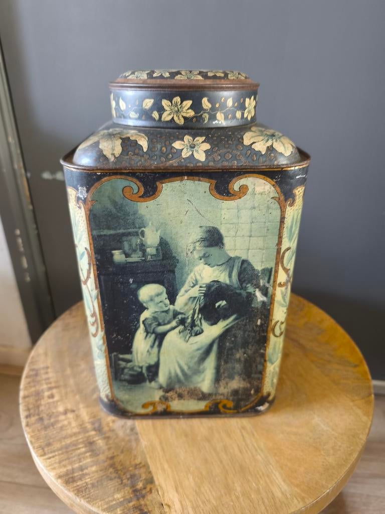 Fraai Groot Art Nouveau antiek Theeblik, Ophalen of Verzenden, Zo goed als nieuw, Thee, Overige merken
