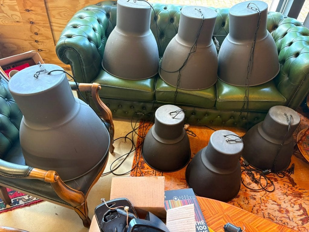 7 Hektar lampen Ikea, 4 grote 3 kleine. 75,- het hele set, Huis en Inrichting, Lampen | Hanglampen, Ophalen, Gebruikt, Metaal