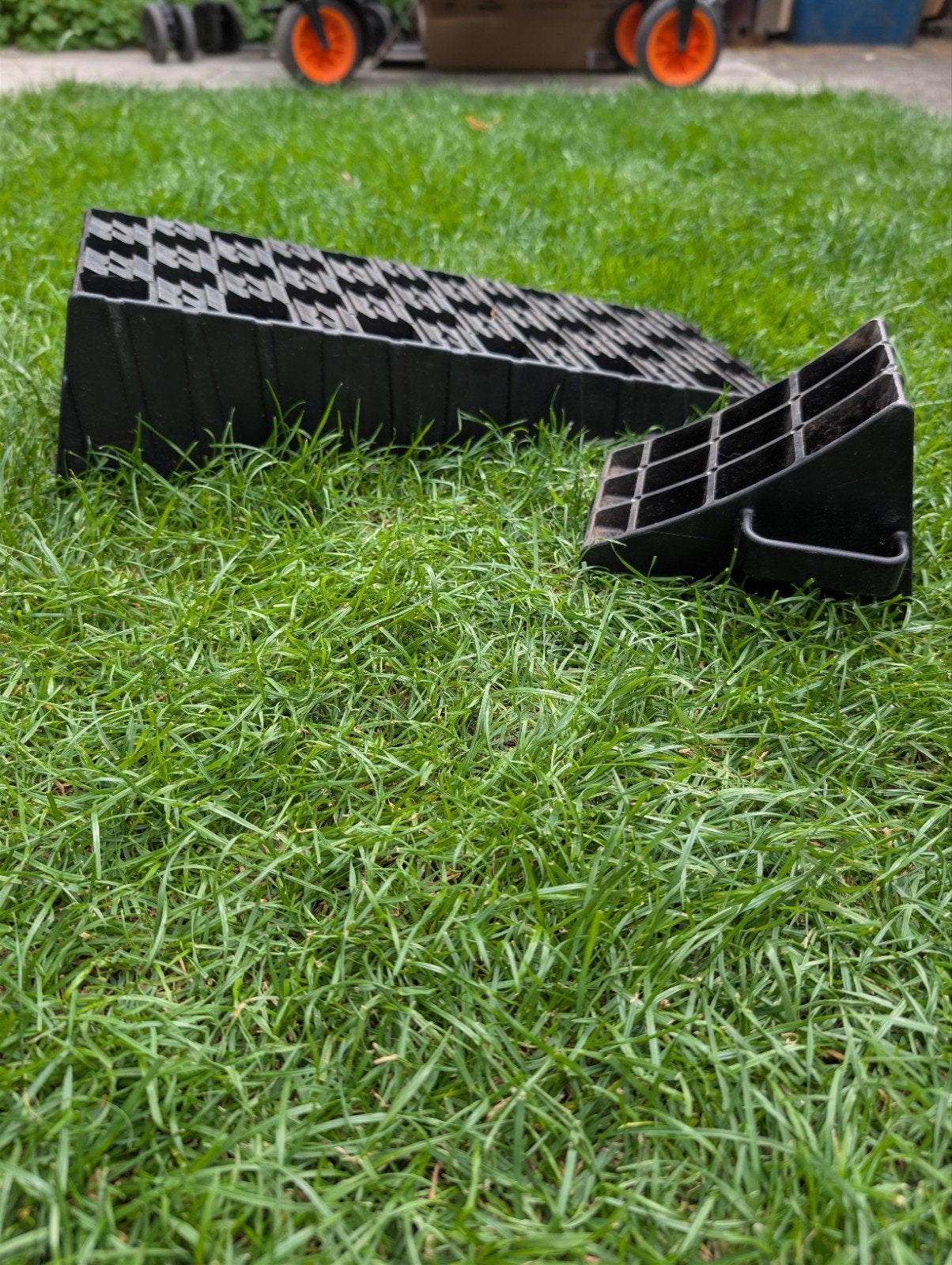 Set van 2 caravan oprijblokken / levelers, Ophalen of Verzenden, Gebruikt