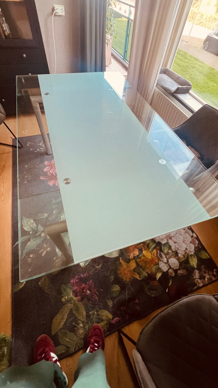 IKEA glazen eettafel met uitschuifbaar blad, Huis en Inrichting, Ophalen, Gebruikt, 200 cm of meer, 50 tot 100 cm