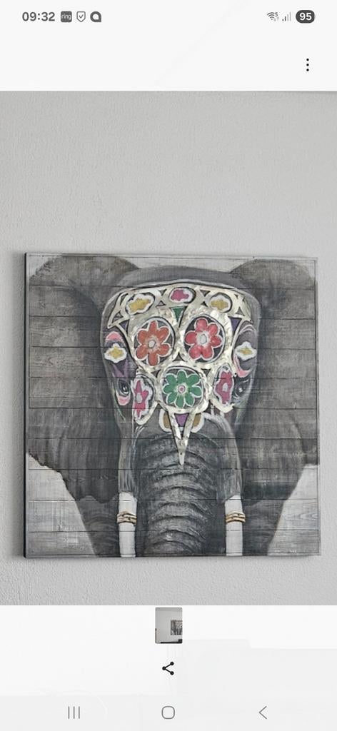 Schilderij olifant Coco Maison, Huis en Inrichting, Woonaccessoires | Schilderijen, Tekeningen en Foto's, Ophalen, Zo goed als nieuw