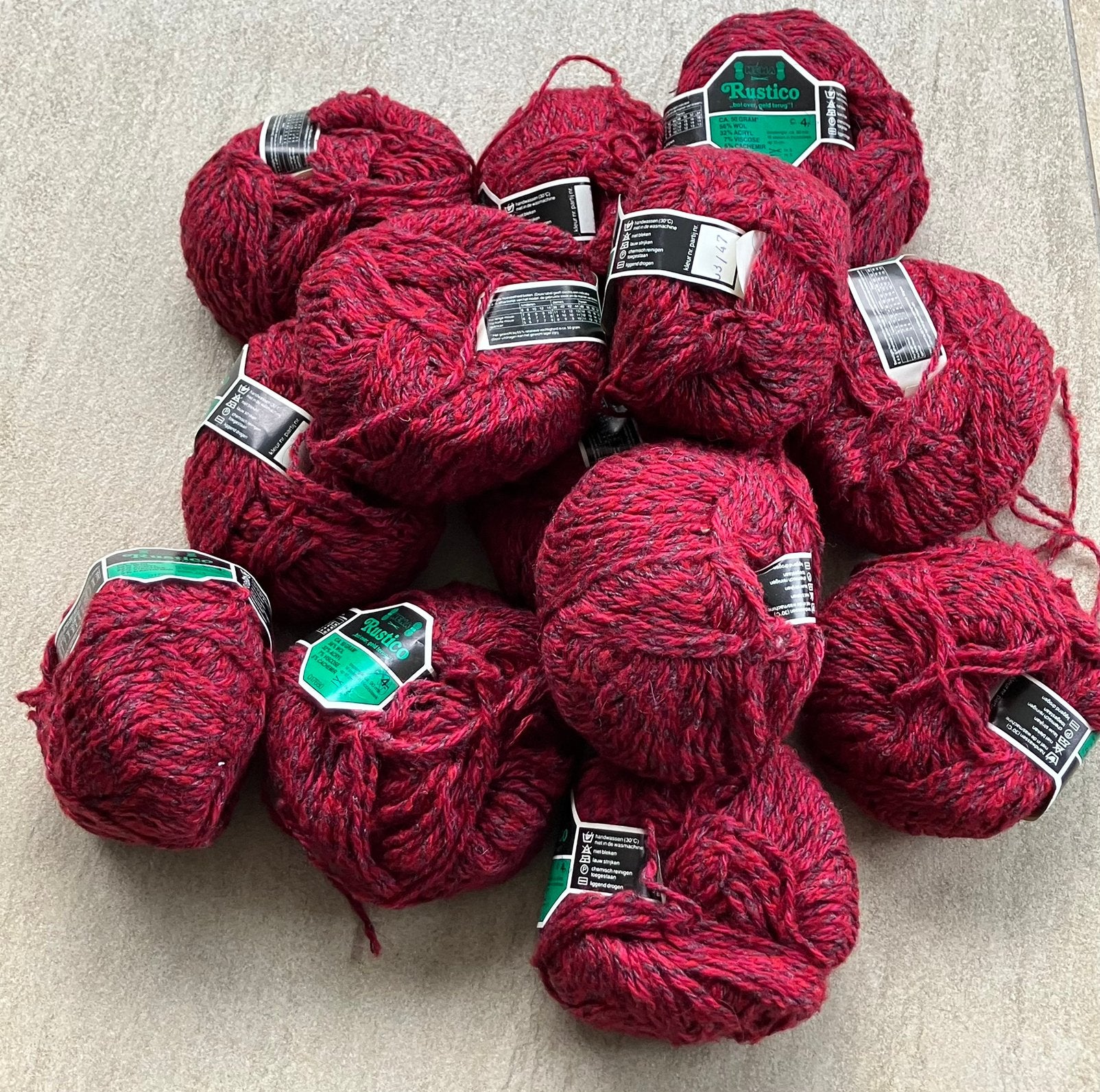 13 Hema Rustico, rood tweed garen met cashmere, Ophalen of Verzenden, Nieuw, Breien of Haken, Wol of Garen