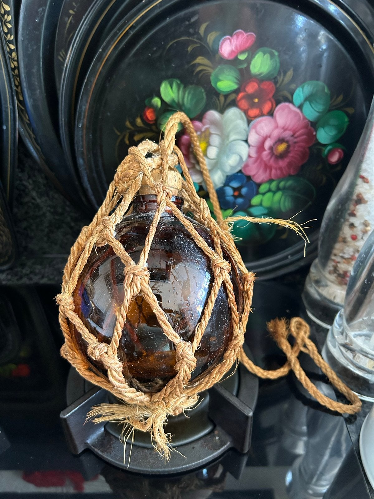 Decoratieve Visser Floaterbal amber Net boei drijver bal, Ophalen of Verzenden, Gebruikt