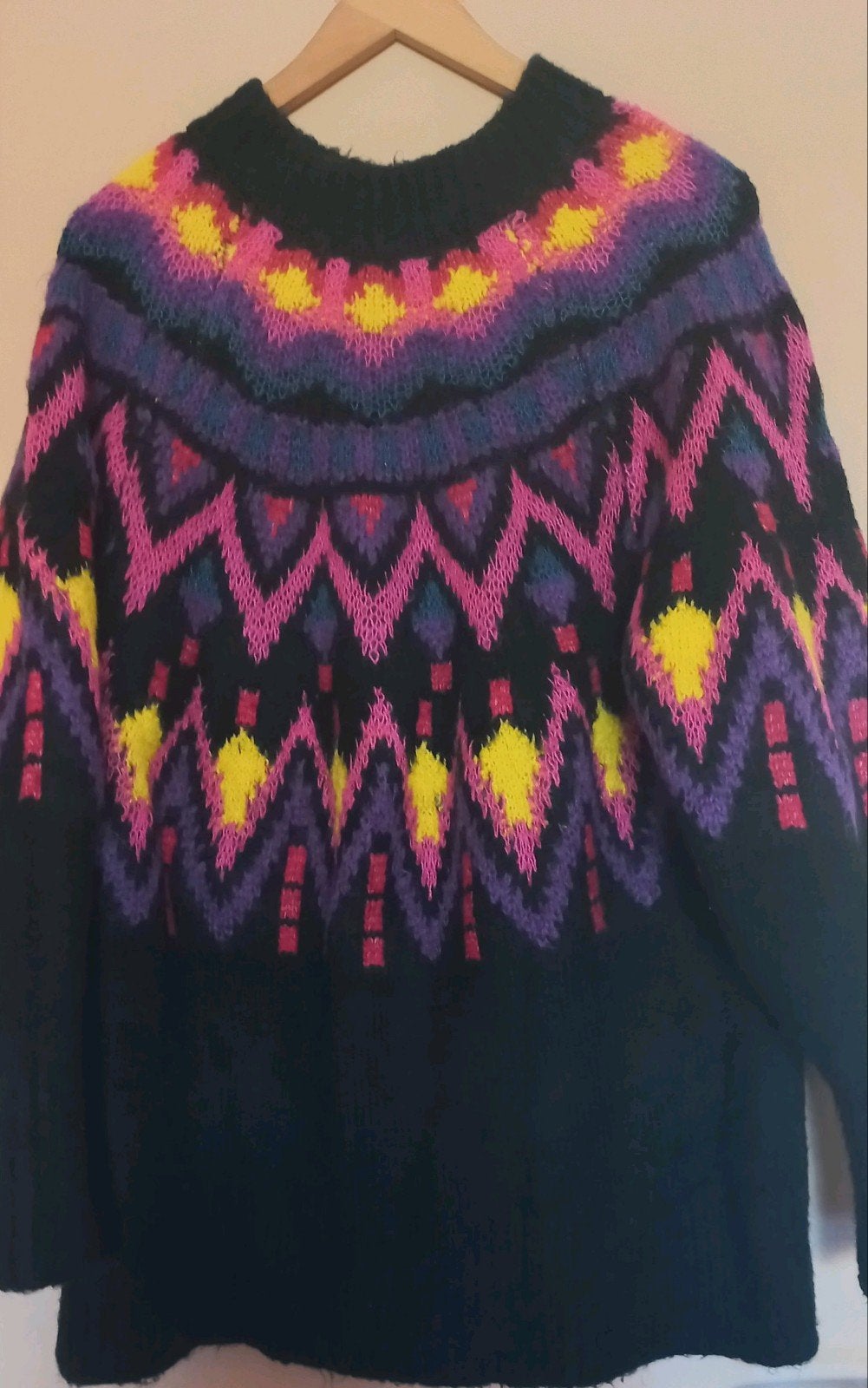 Zara Knit oversized trui met geometrisch patroon – Maat S, Ophalen of Verzenden, Zo goed als nieuw, Maat 36 (S), Zara