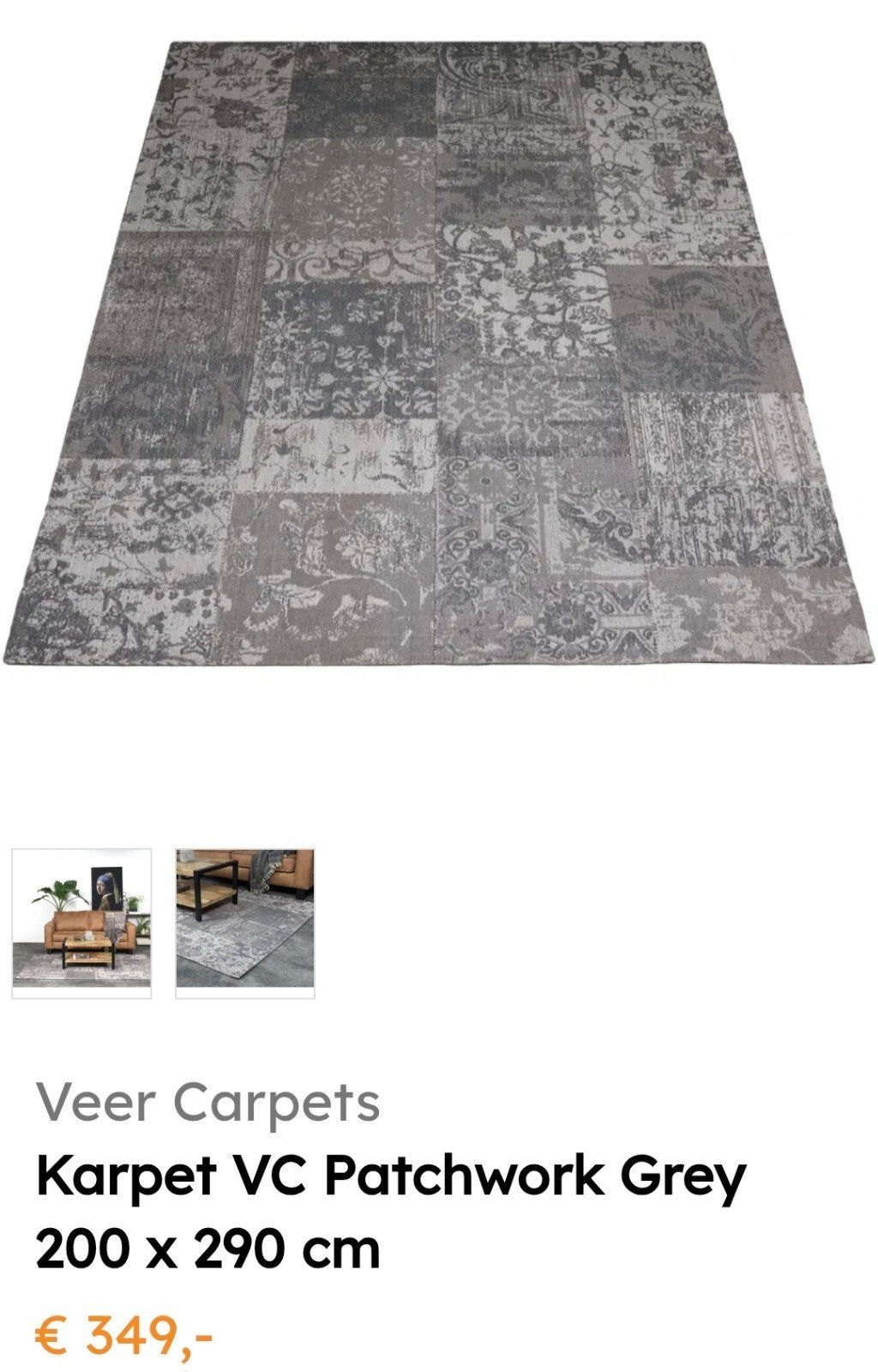 Vloerkleed grijs/wit - Patchwork grey, Wit, 200 cm of meer, Ophalen of Verzenden, Zo goed als nieuw