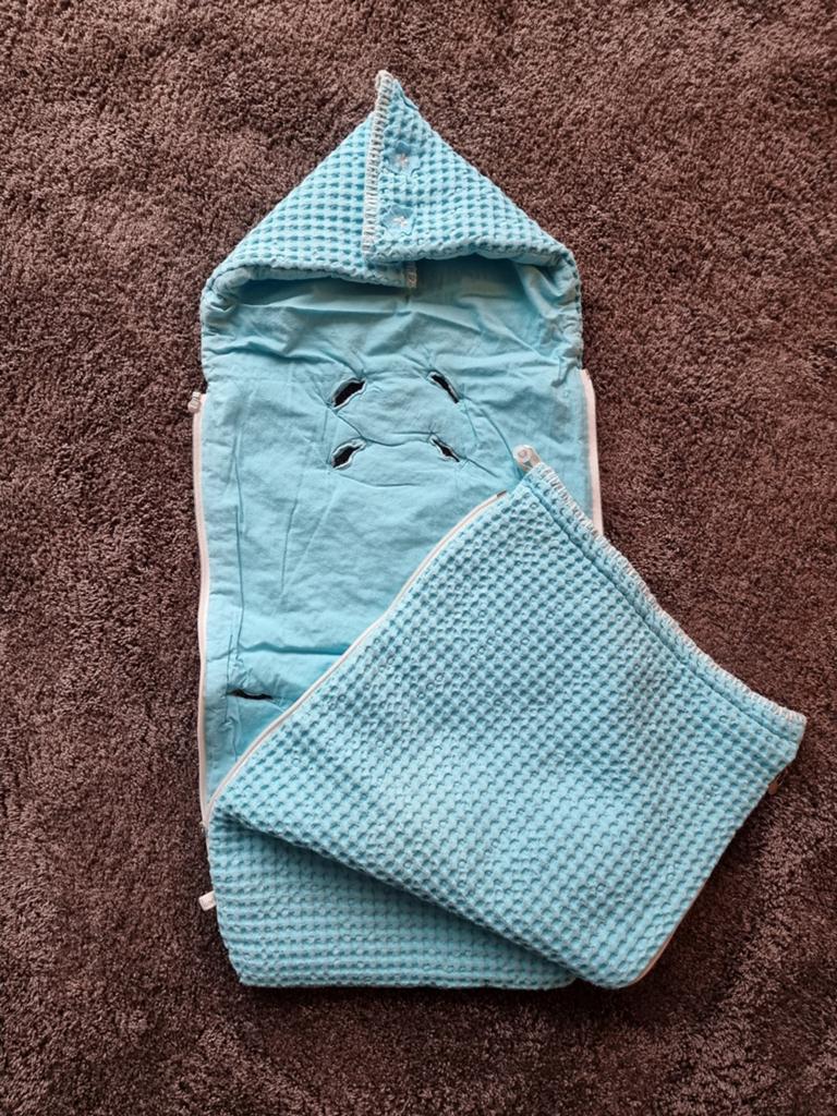 Koeka Voetenzak wafel/flanel Antwerp aqua blauw, Kinderen en Baby's, Ophalen of Verzenden, Zo goed als nieuw, 70 tot 85 cm, Overige typen