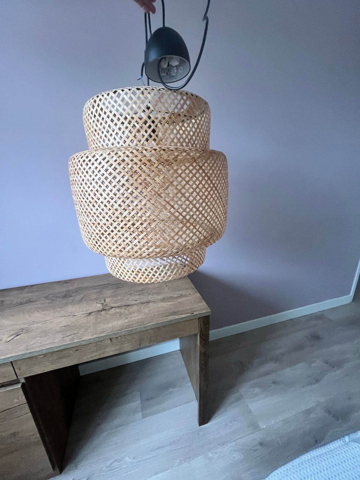 IKEA Sinnerlig bamboe hanglamp zgan, Ophalen, Zo goed als nieuw, Natuurlijk materiaal, E27 (groot)