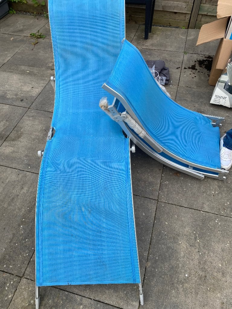 Gratis strandstoelen, Tuin en Terras, Ophalen, Gebruikt, Aluminium, Inklapbaar