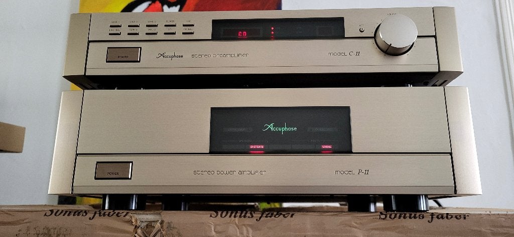 Accuphase C-11 + Accuphase P-11 &  Phono MM / MC, Zo goed als nieuw, 120 watt of meer, Stereo, Ophalen