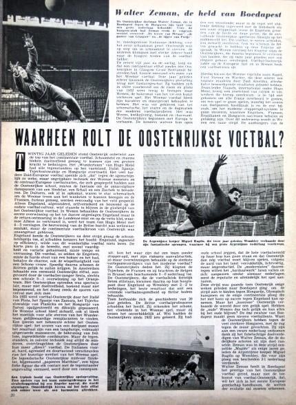 Artikel over voetbal 1953 Oostenrijk Zeman, Ophalen of Verzenden, Gebruikt, Roda JC, Boek of Tijdschrift