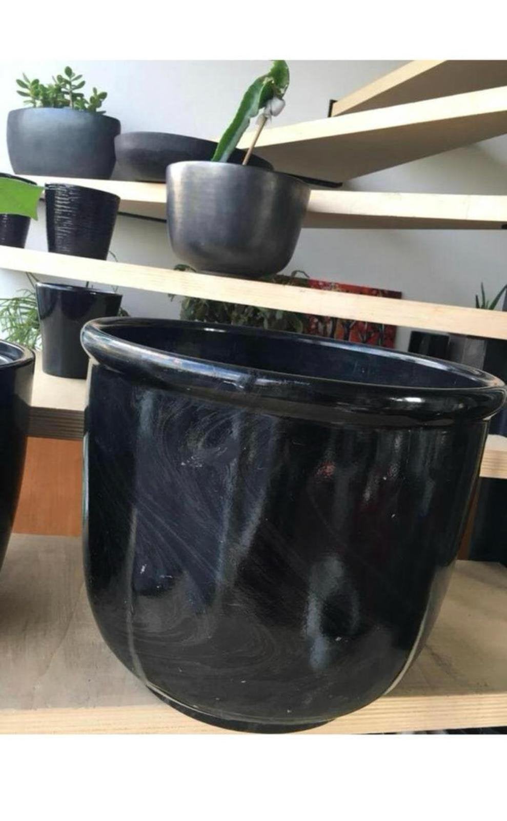 Vintage jaren '70 terracotta glazuur sierpot38 luxe keramiek, Tuin en Terras, Gebruikt, Rond, Binnen, Minder dan 40 cm