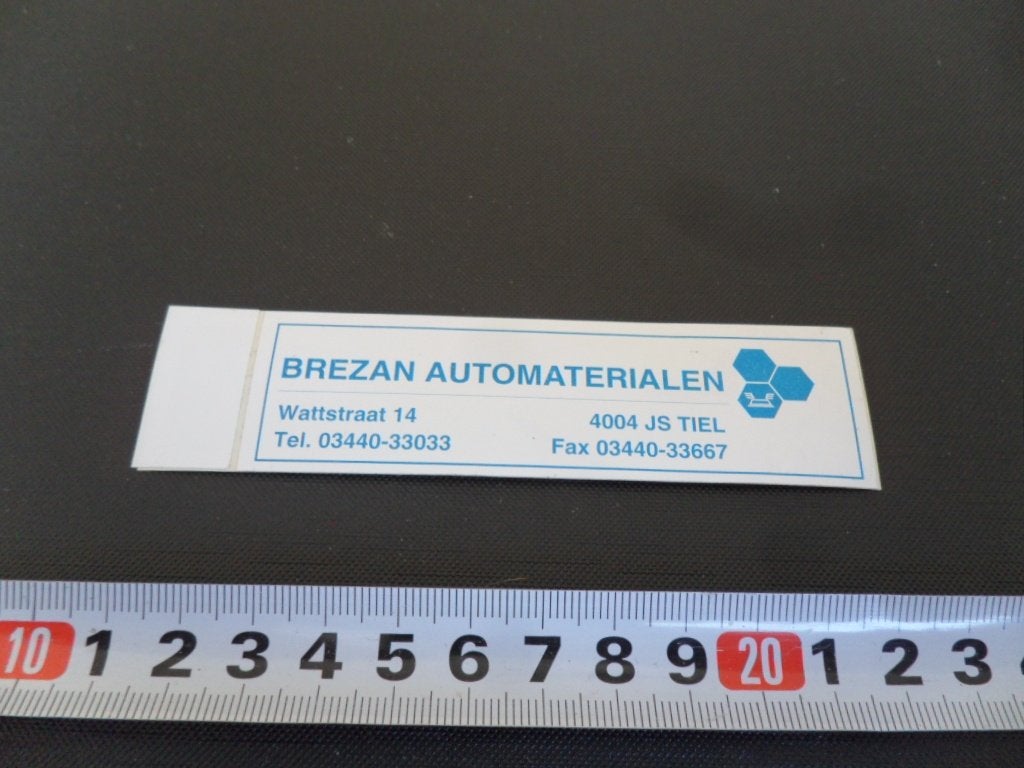 sticker Tiel BREZAN AUTOMATERIALEN Wattstraat 14 *, Ophalen, Zo goed als nieuw
