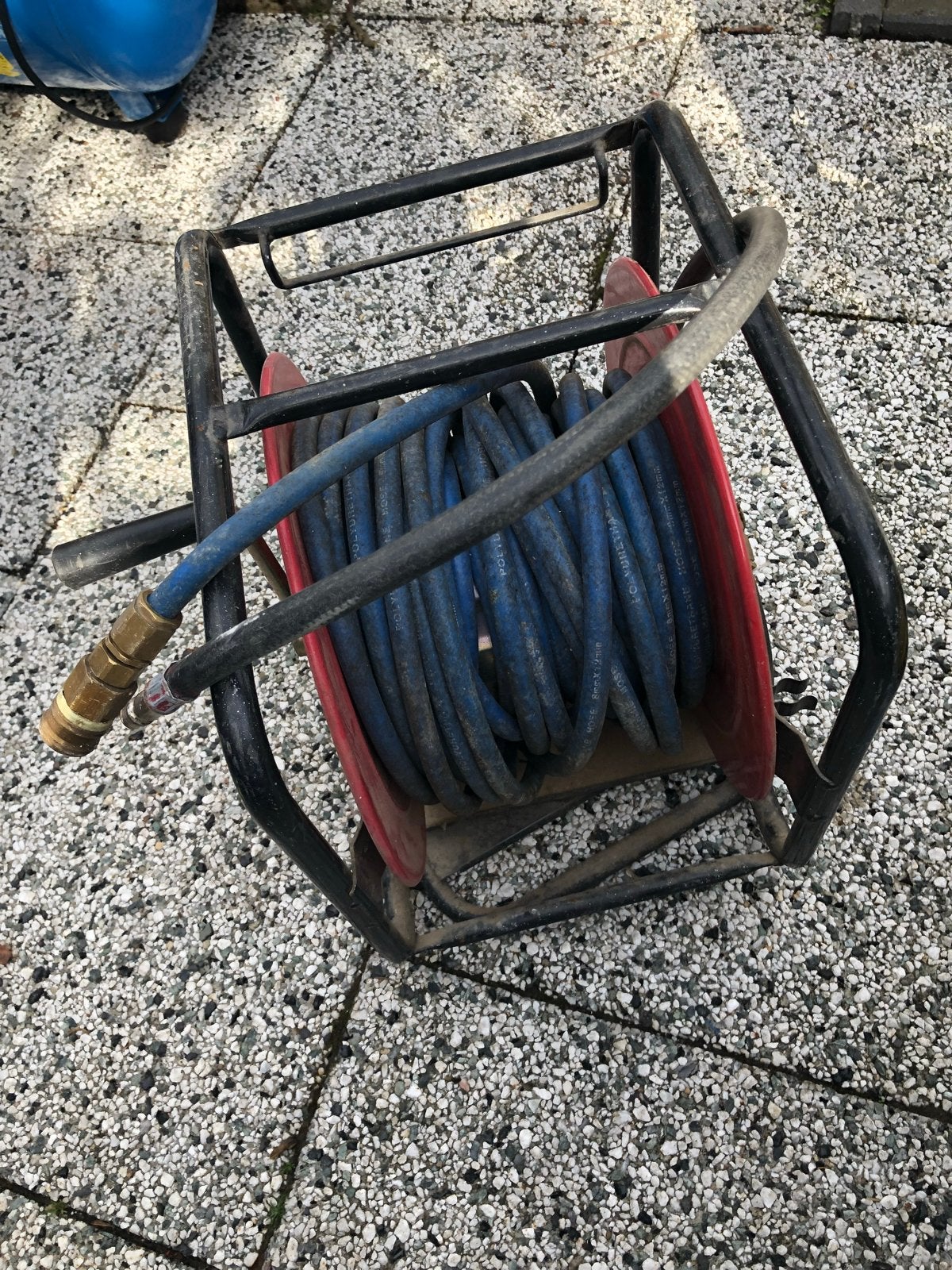 Luchtslanghaspel met slang, Doe-het-zelf en Verbouw, Gebruikt, 6 tot 10 bar, Ophalen of Verzenden, Minder dan 200 liter/min