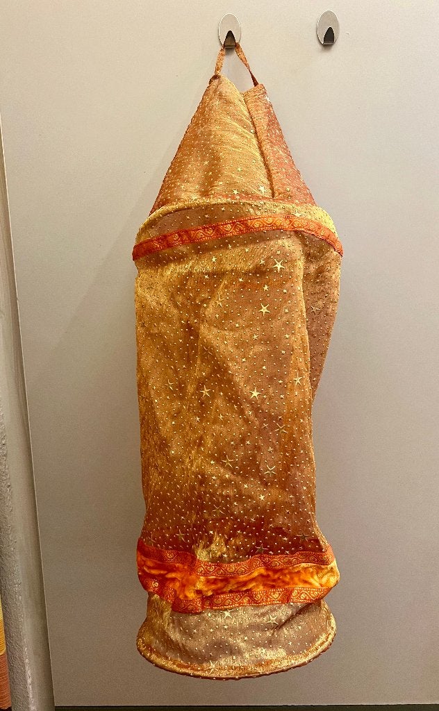 Vintage sari organza hanglamp oriëntaalse lamp boho saree, Ophalen of Verzenden, Zo goed als nieuw, Textiel, Vintage boho