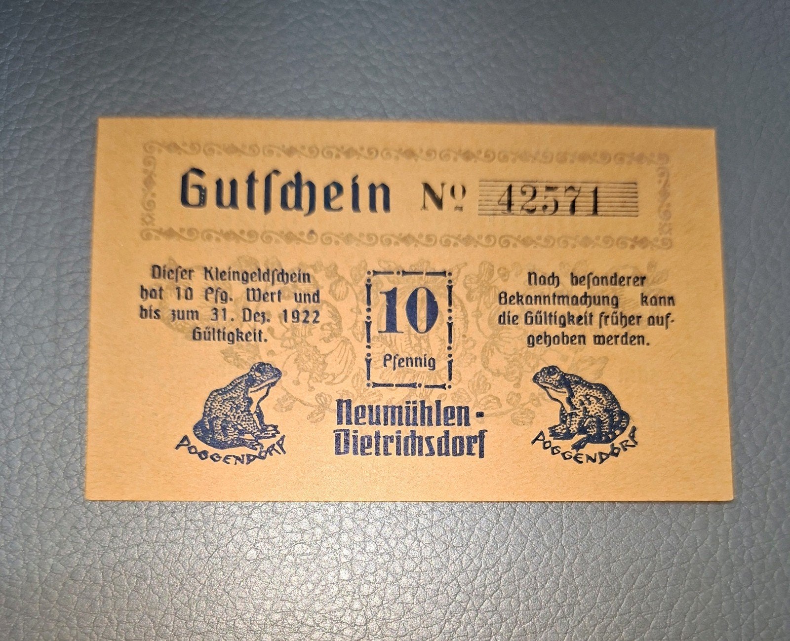 Duits Notgeld Neumühlen-Dietrichsdorf Noodgeld, Ophalen of Verzenden, Duitsland
