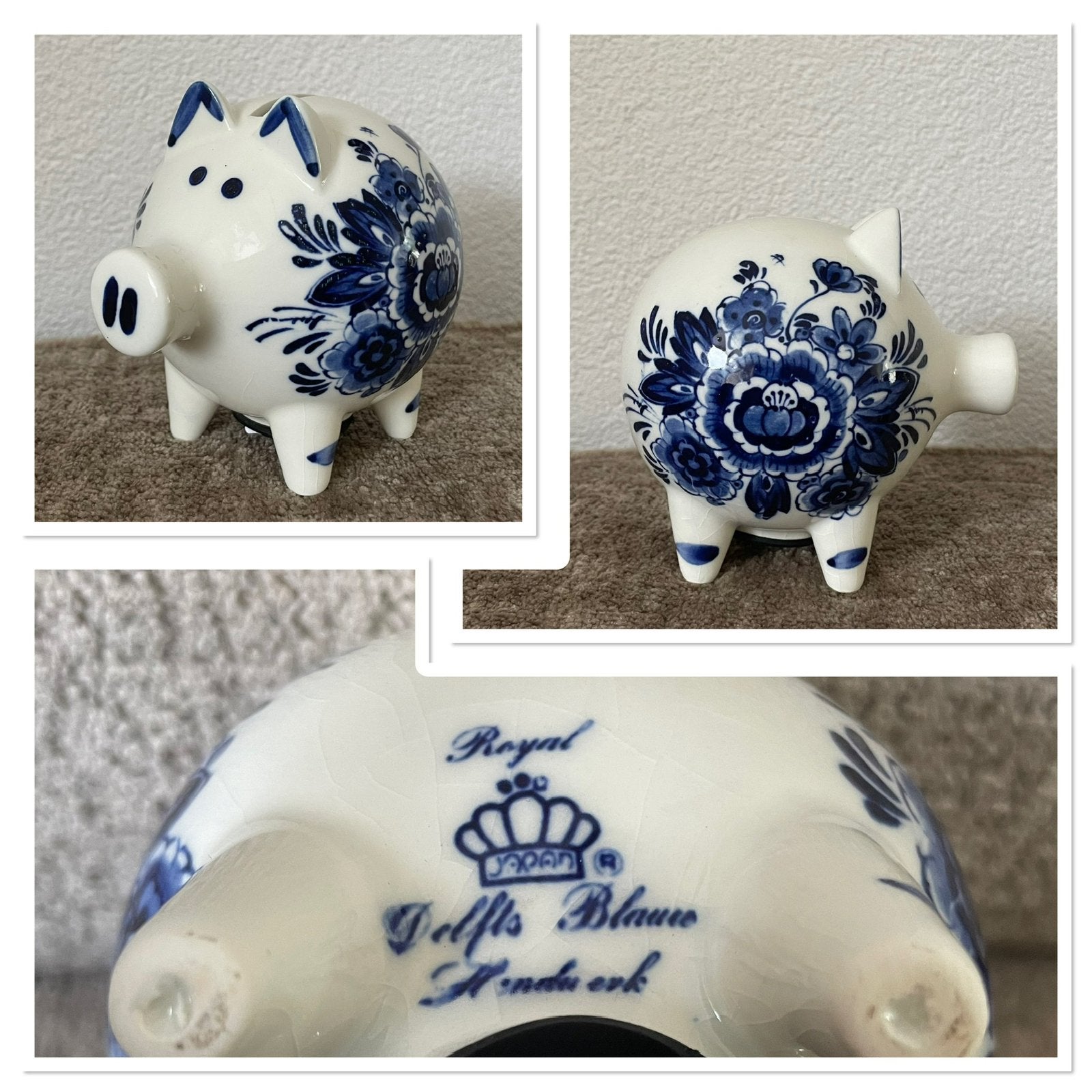 Delfts blauw handwerk spaarvarken - piggy bank- Delfts Blauw, Ophalen, Zo goed als nieuw, Steen, Aardewerk of Keramiek, Dier