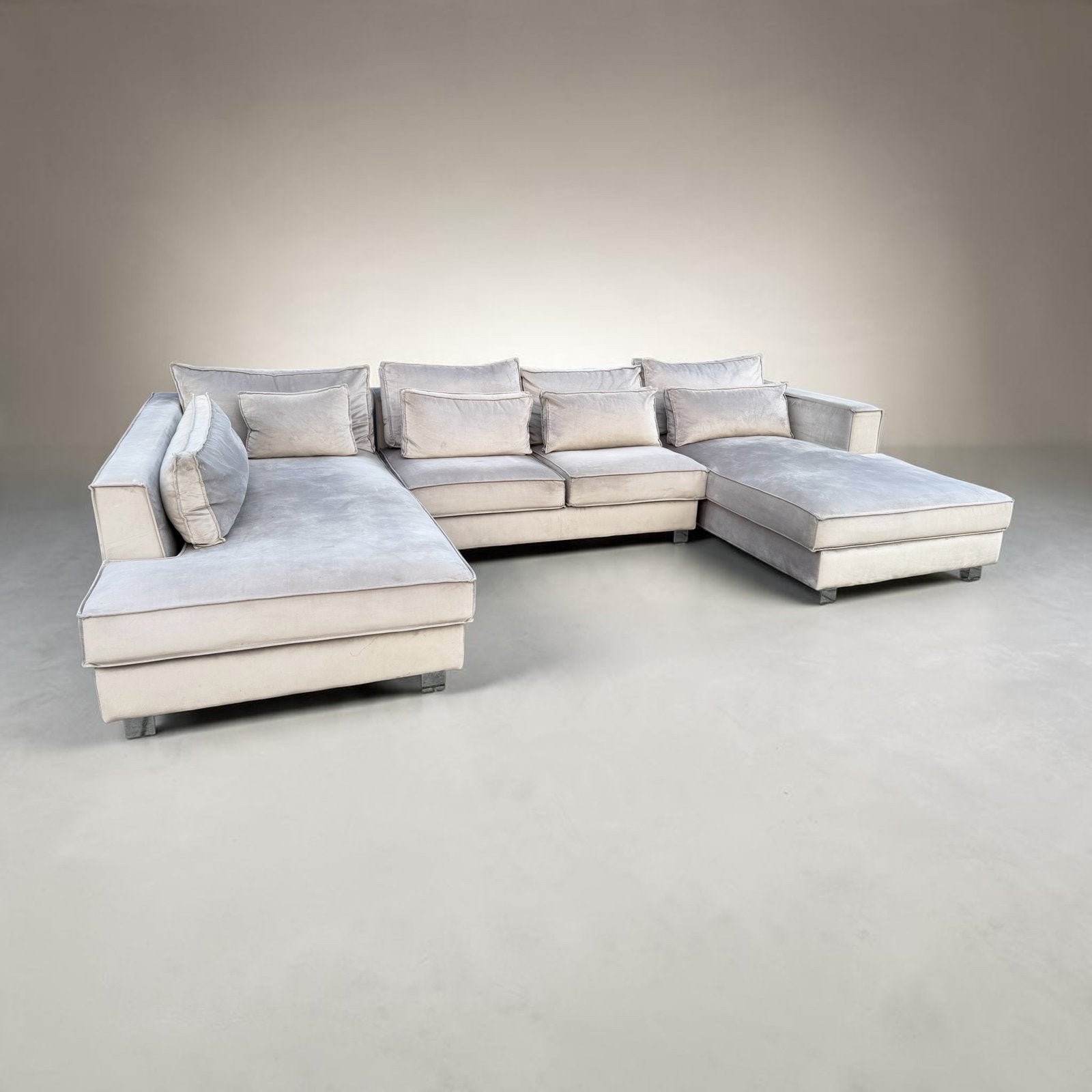 GRATIS LEVERING | VELVET HOEKBANK U-VORM XL | GEREINIGD, Hoekbank, 300 cm of meer, Zo goed als nieuw, Vierpersoons of meer