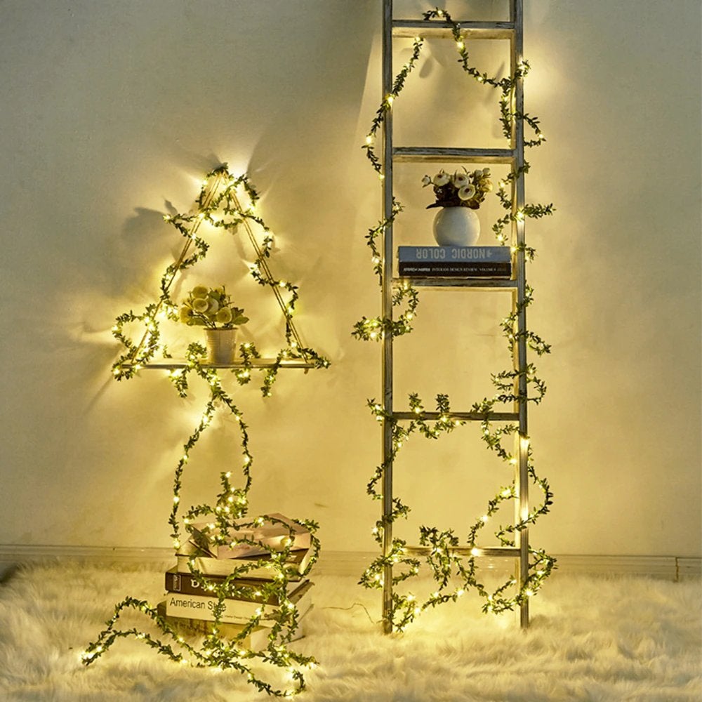Kunst Guirlande Bladeren Slinger Met Led Lamp / Kunstplant, Verzenden, Nieuw, Kunstplant