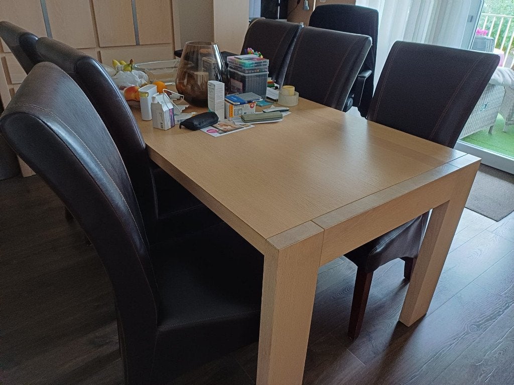 eethoek met 6 stoelen, Ophalen, 50 tot 100 cm, Vijf personen of meer, 150 tot 200 cm