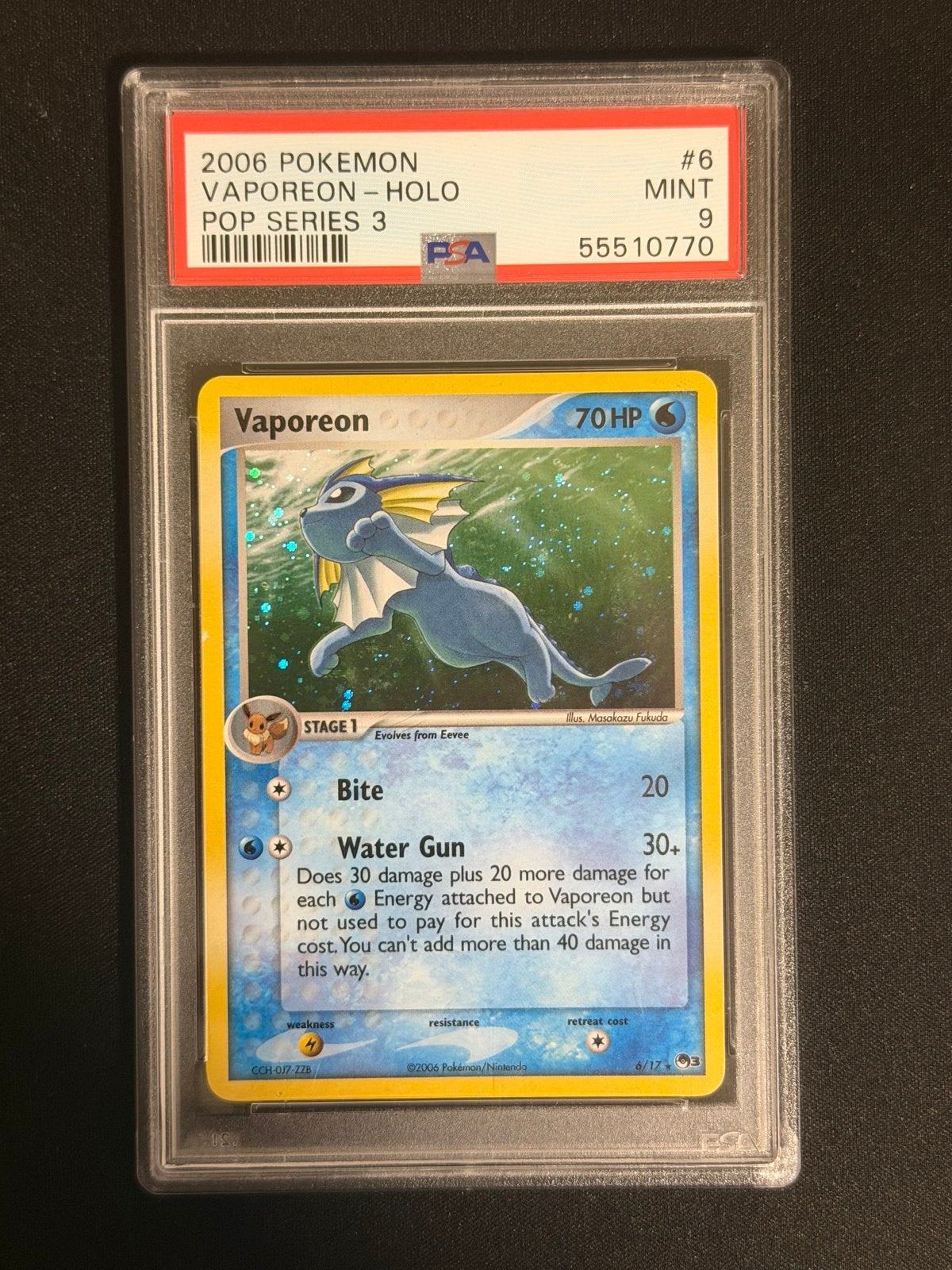 Vaporeon #6 Holo | POP Series 3 | PSA 9