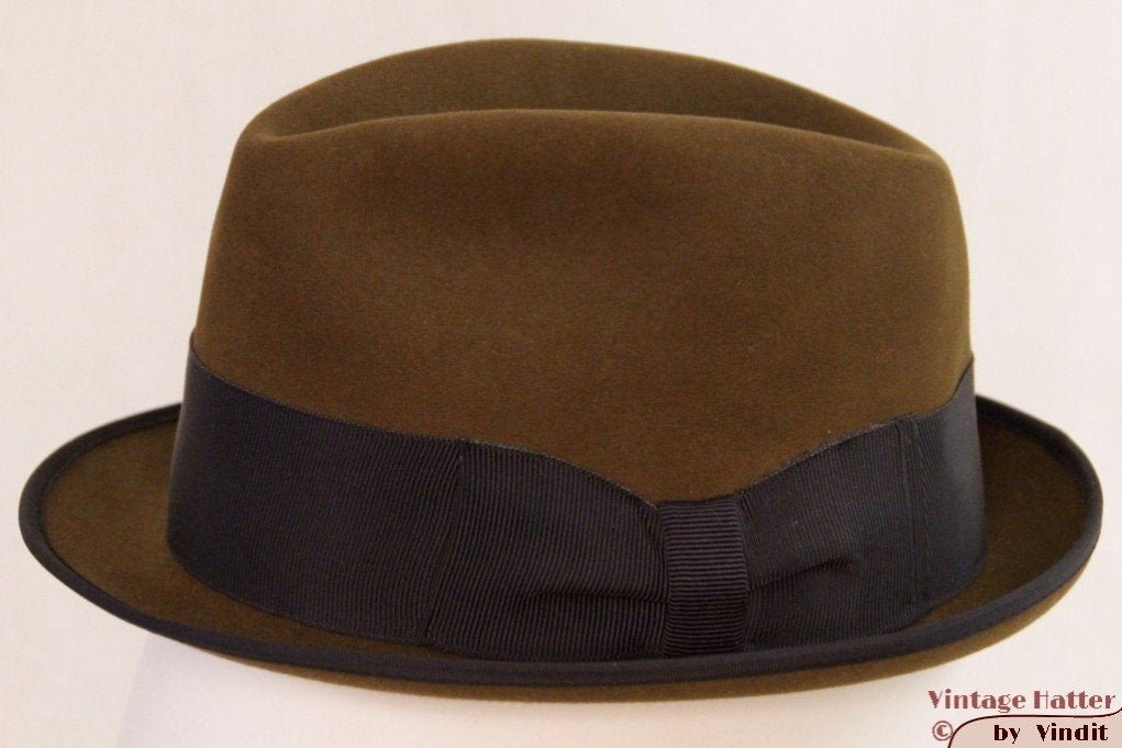 Vintage Gleufhoed Wegener Luxor bruin 55 = S tot XS, Wegener Luxor, Hoed, Ophalen of Verzenden, 57 cm (M, 7⅛ inch) of minder