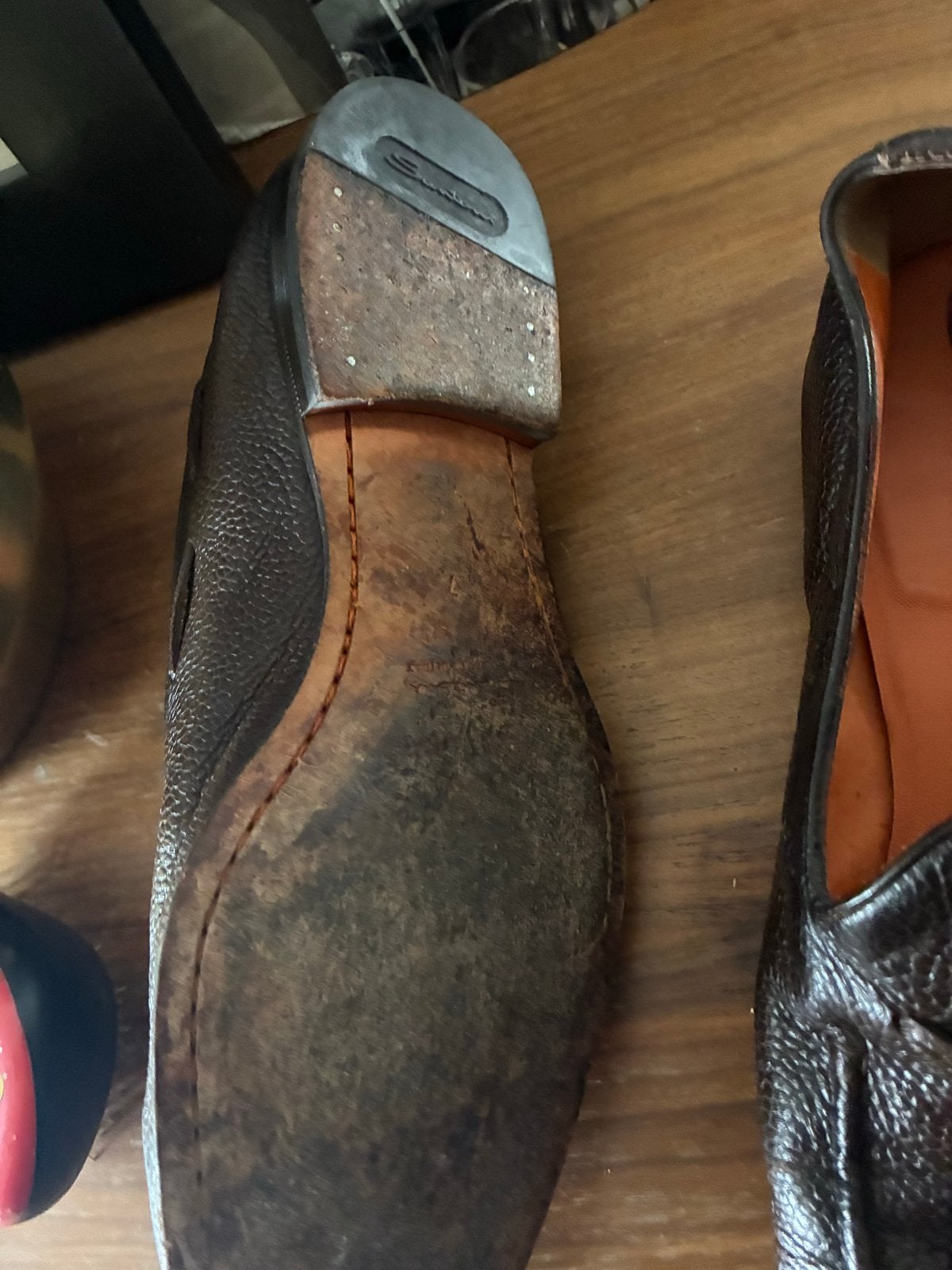 Santoni instappers maat 41, mooi leer, Ophalen of Verzenden, Gedragen, Bruin, Loafers