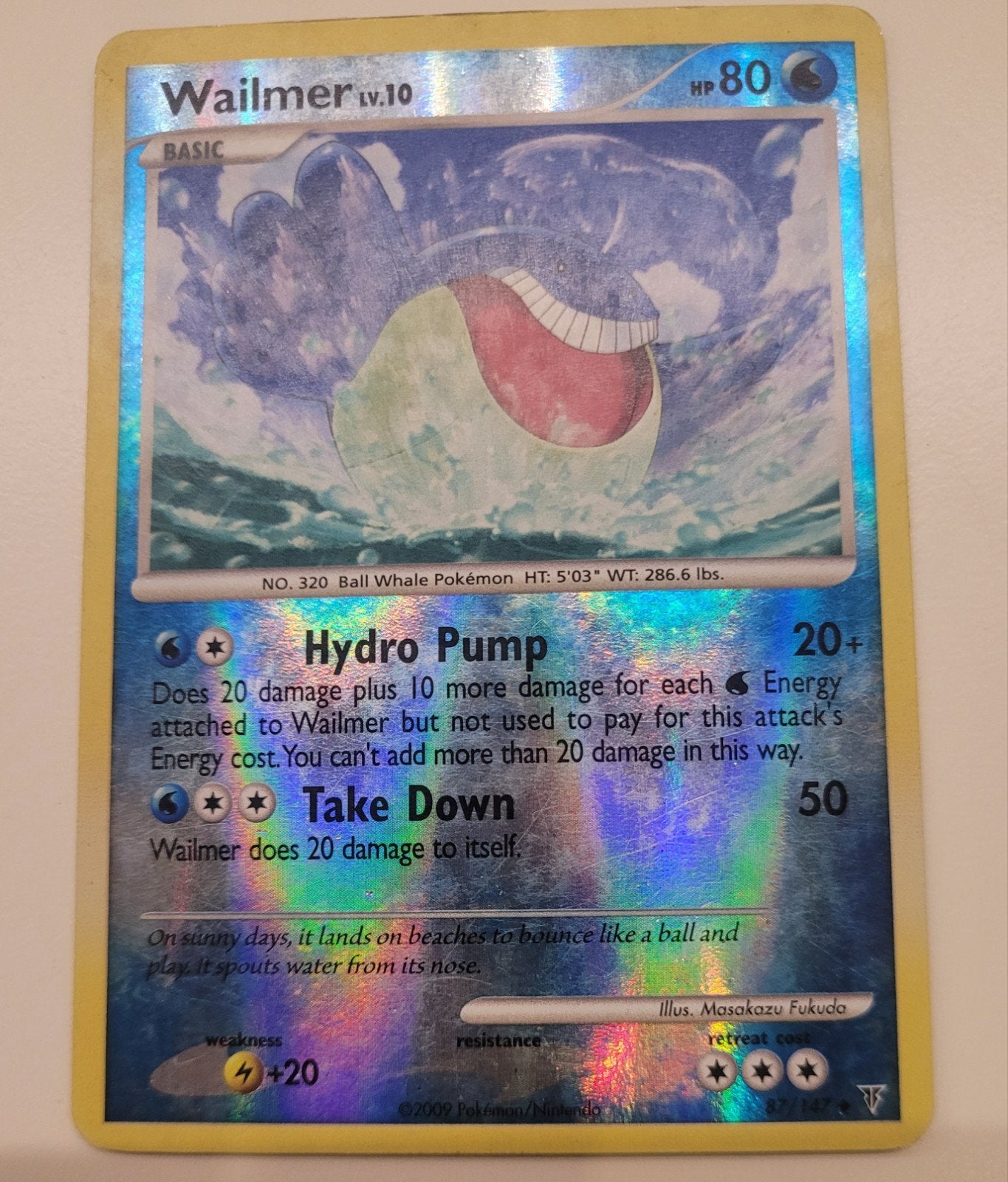 Wailmer lv.10 Reverse Holo Pokémon kaart - Uitstekende staat, Ophalen, Zo goed als nieuw, Losse kaart