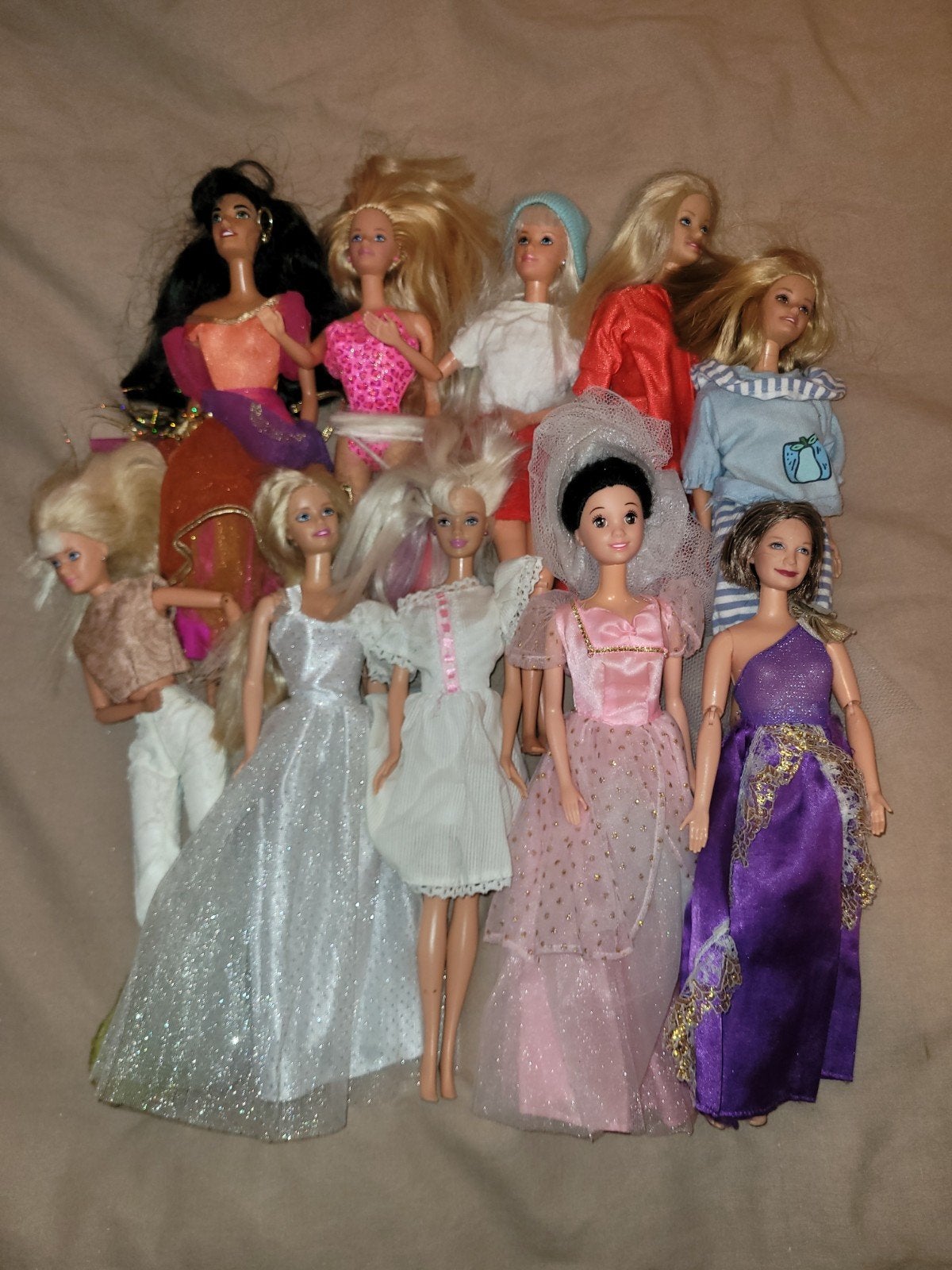 10 vintage Mattel Barbie poppen - gemerkt, Ophalen of Verzenden, Gebruikt, Pop