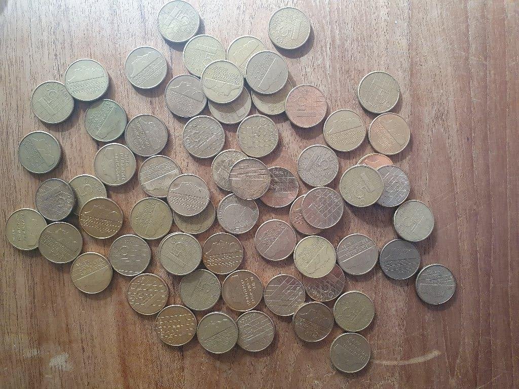 63x 5 Gulden munten, 315 gulden bij elkaar! mooie exemplaren, Ophalen of Verzenden, Koningin Beatrix, 5 gulden