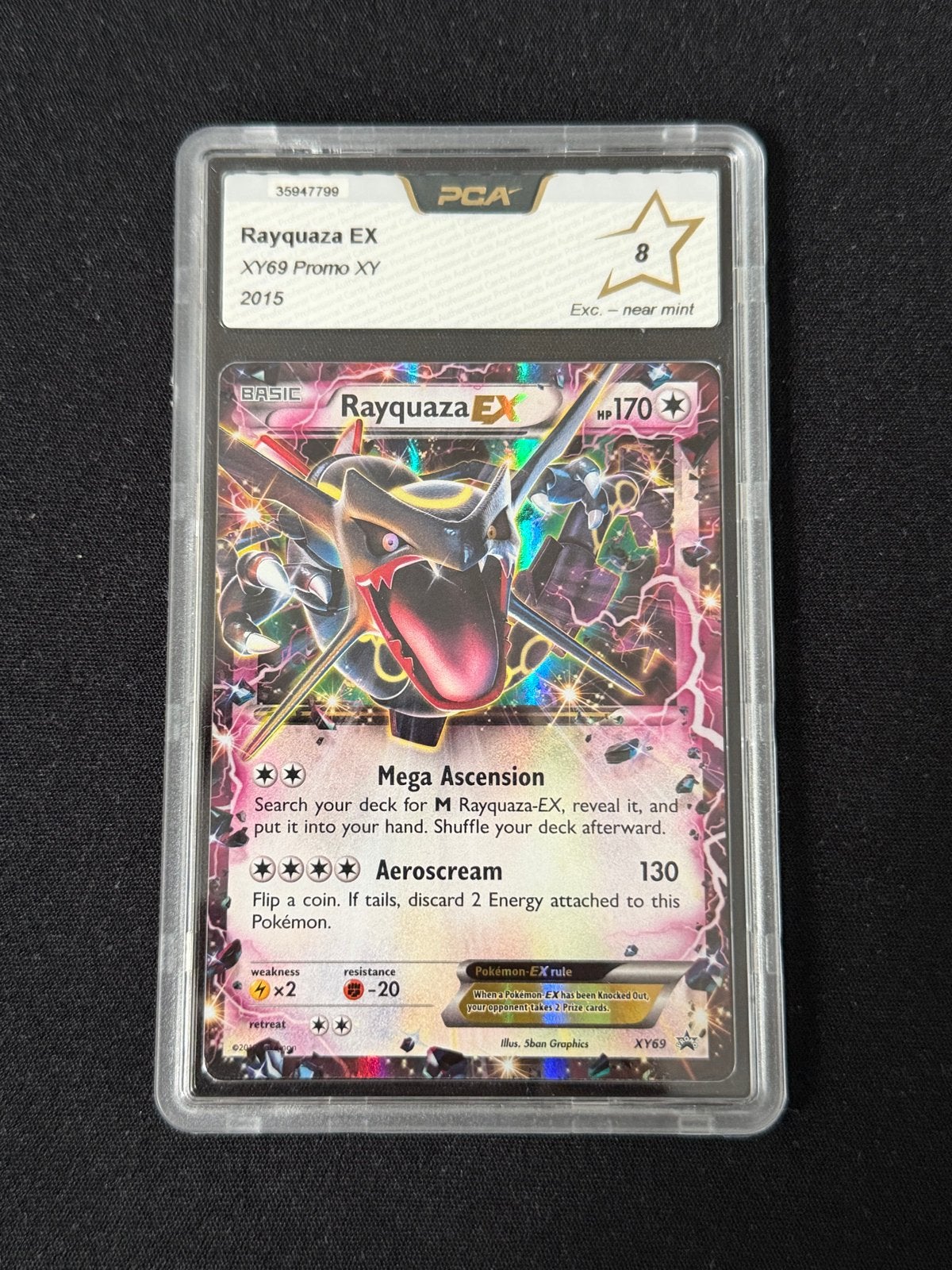 Rayquaza EX XY69 Promo PCA 8 Pokémon kaart, Hobby en Vrije tijd, Ophalen of Verzenden, Zo goed als nieuw, Losse kaart