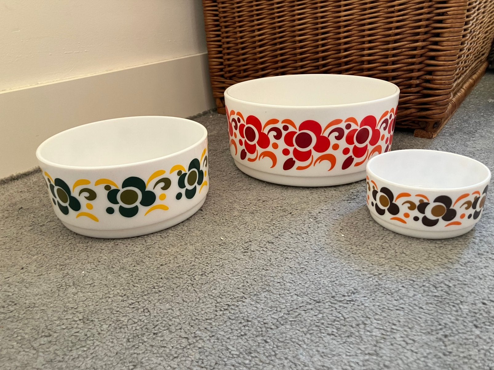 Set van 3 vintage schalen krorr arcopal - jaren '70 design, Overige merken, Vintage, Ophalen of Verzenden, Zo goed als nieuw