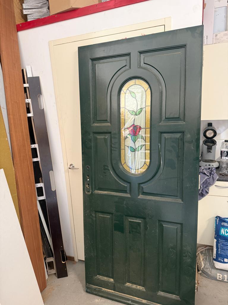 Gebruikte Voordeur met Glas-in-lood, Gebruikt, 80 tot 100 cm, Ophalen of Verzenden, Buitendeur