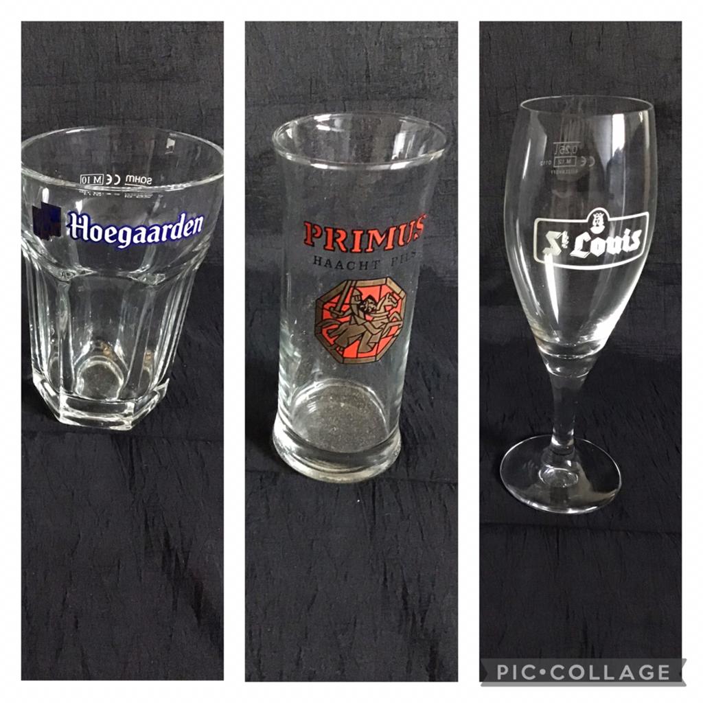 Bierglazen België. Hoegaarden, Primus Haacht, St. Louis, Verzamelen, Biermerken, Ophalen of Verzenden, Zo goed als nieuw