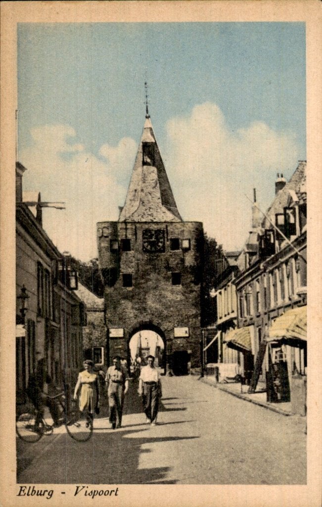 Elburg - Vispoort - Straatzicht, Ophalen of Verzenden, 1920 tot 1940, Ongelopen, Gelderland