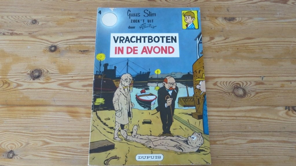 Guus Slim - 4 Vrachtboten in de avond (1e druk 1961, Eén stripboek, Ophalen of Verzenden, Gelezen